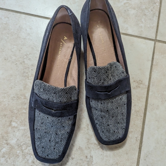 Anthropologie Harlow Loafers navy suede tweed size 9 - Picture 4 of 4